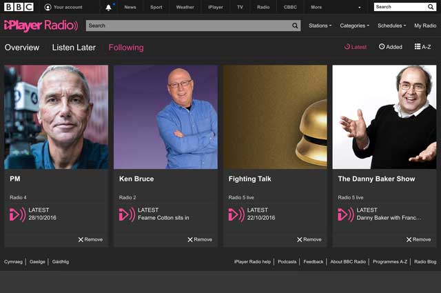 BBC iPlayer Radio adds 'My Radio' feature