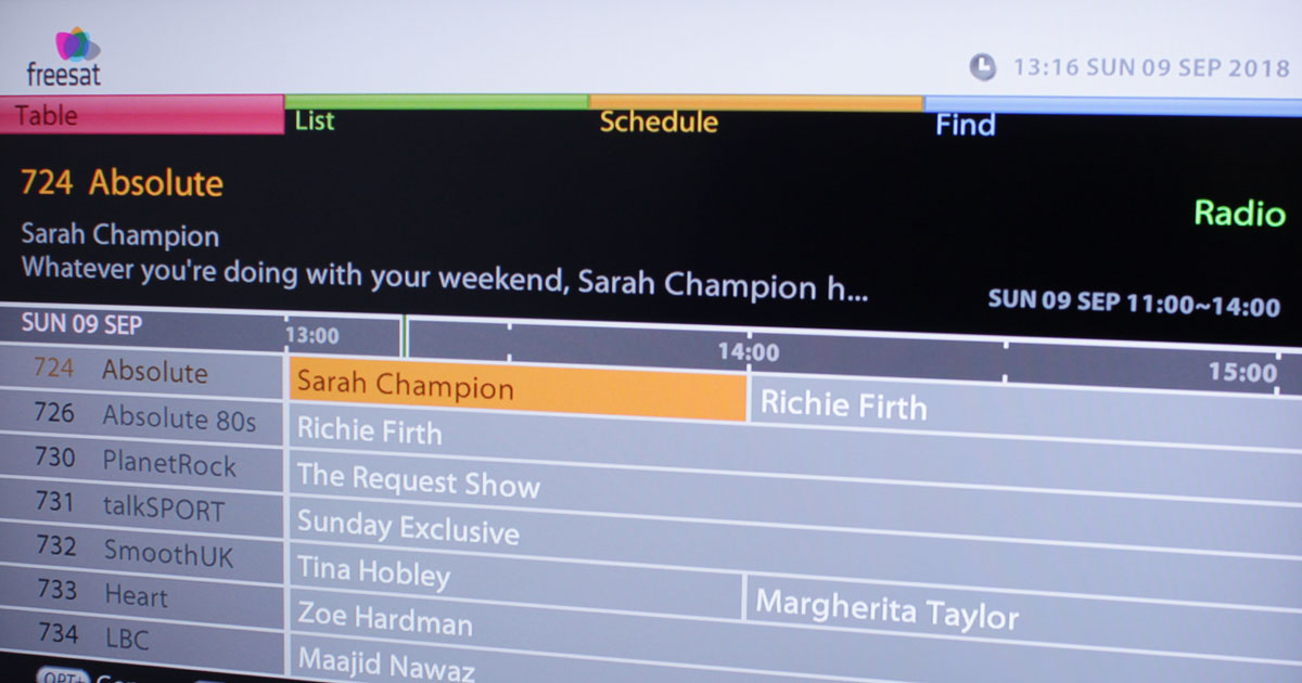 Receive digital radio stations with Freesat