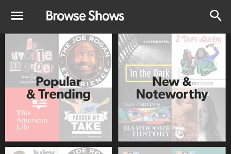 Preview of Stitcher app